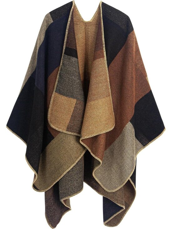Accessories - Women's Printed Shawl Wrap Fashionable Open Front Poncho Cape, Gift for Women